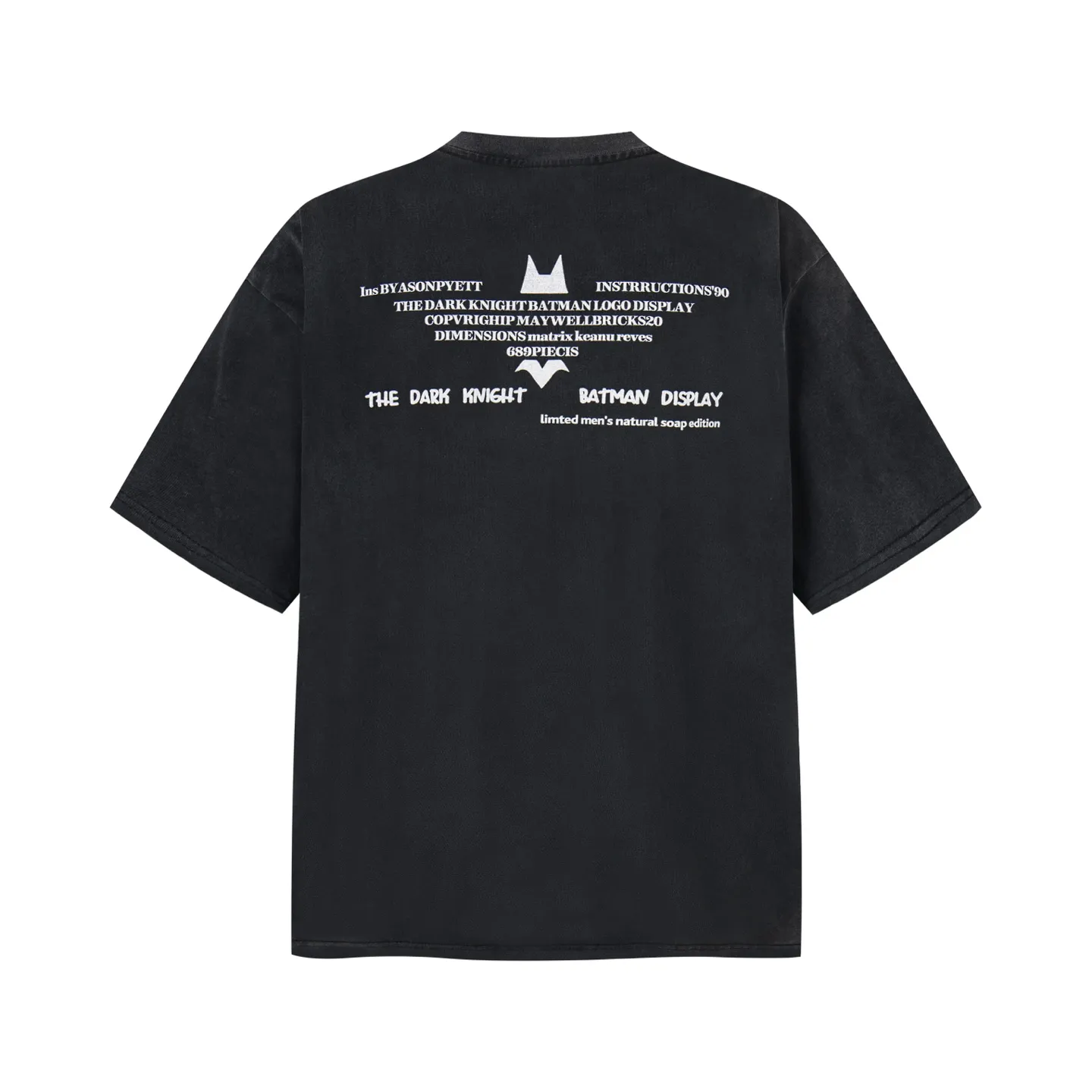 VT9270 P140💰 Saint Michael Dark Knight "Batman" direct-injection printing retro washed and distressed short-sleeved T-shirt small neck design digital direct-injection printing high street retro heavy Vintage short-sleeved size: S M L XL